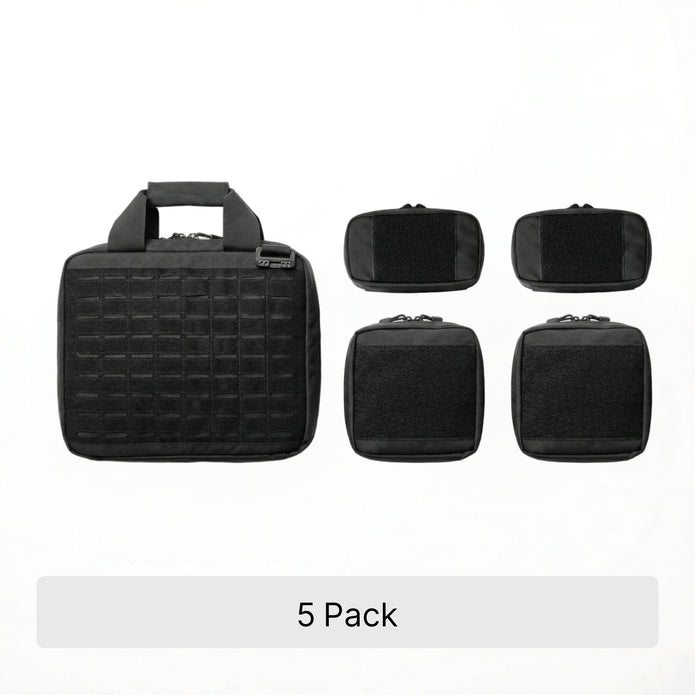 Anvil Duo Essentials Kit - Modular Range Bag for 2 Shooters, 180° Opens Flat, Laser-Cut MOLLE, Includes 4 Detachable Pouches (For Glasses & Earmuffs), 500D Nylon